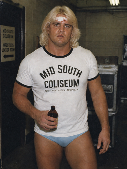 Mid South Coliseum Ringer T-Shirt — Retro Wrestling 60' 70's 80's 90's Vintage Look Uncle Scott Brand