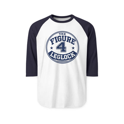 Raglan Shirt — '4 Leglock' Blue Wrestling Badge Baseball Tee